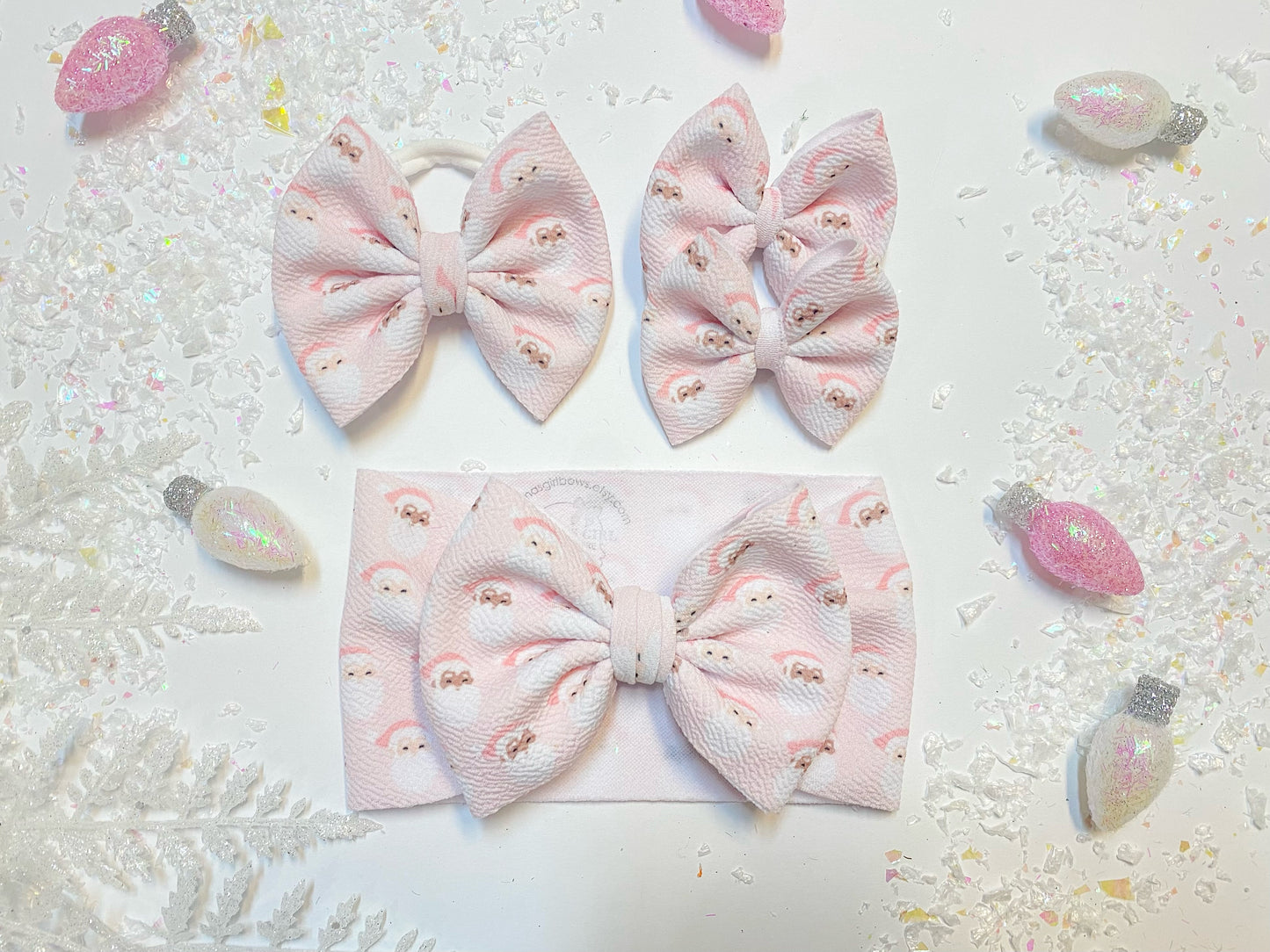 Pink Santa Hair Bows