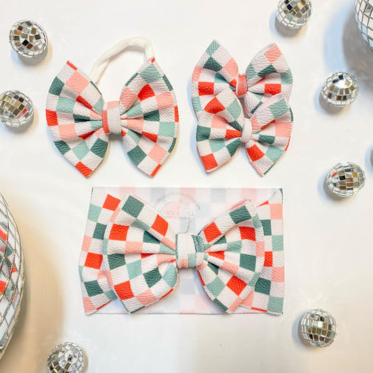 Red & Green Checks Hair Bows