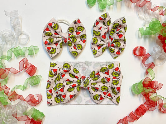 Green Santa Hair Bows